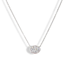 0.35ctw Oval Illusion Diamond Bezel Set Necklace in 14k White Gold