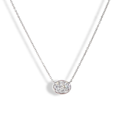 0.35ctw Oval Illusion Diamond Bezel Set Necklace in 14k White Gold - LOVEBRIGHT product