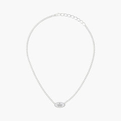 Gucci Trademark Sterling Silver Oval Tag Necklace - 15.7-17.7"
