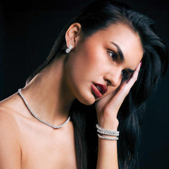 18 Carat Oval Bead Diamond Tennis Necklace