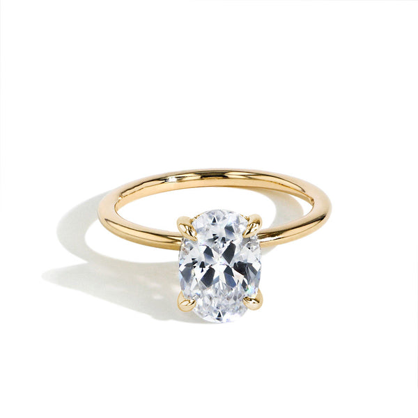 3 Carat Lab Grown Oval Diamond Ultra Thin Engagement Ring