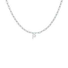 EF Collection Diamond Initial Charm in White gold