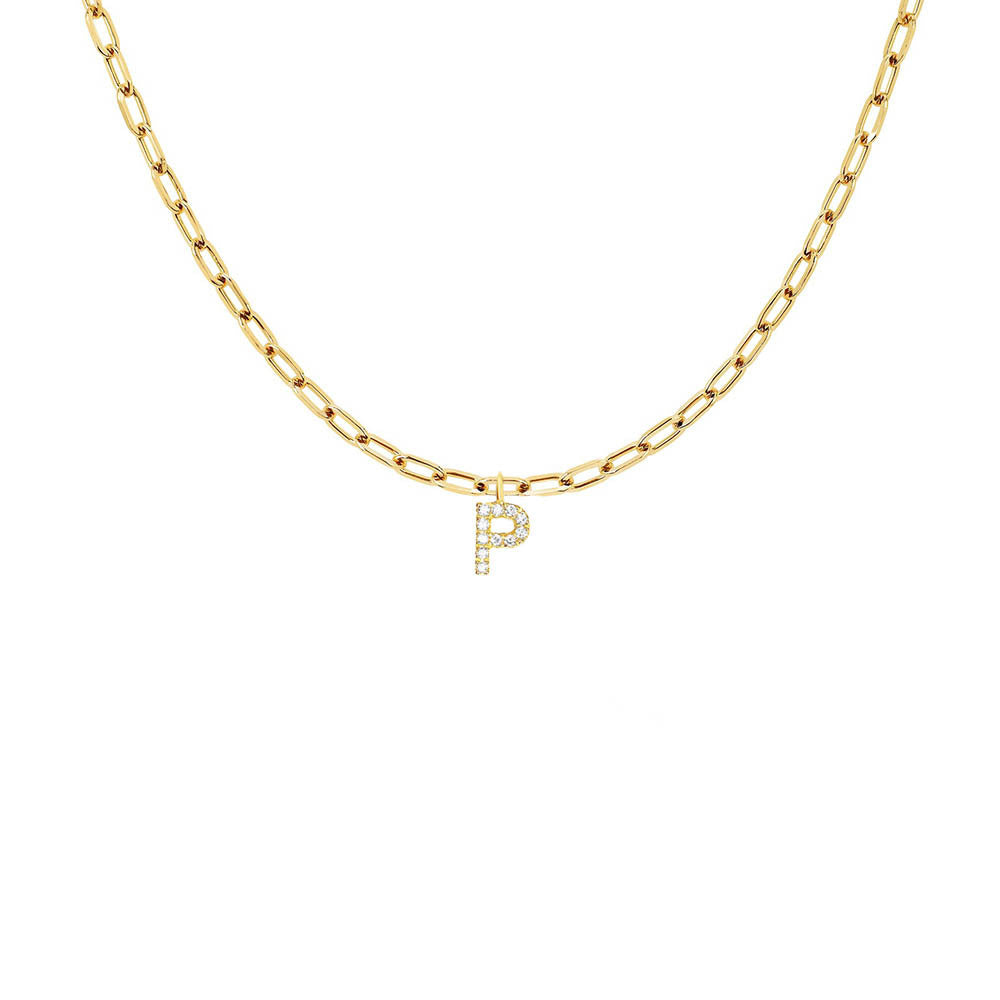 EF Collection Diamond Initial Charm in Yellow gold