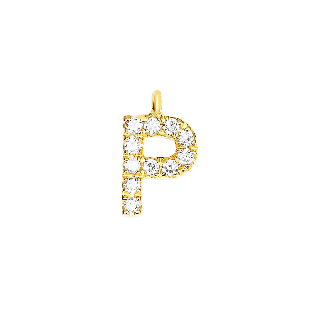 EF Collection Diamond Initial Charm in Yellow gold