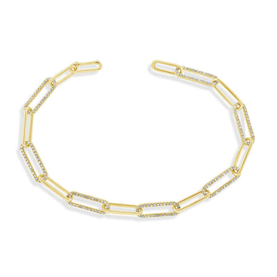 Gold Paperclip Link Bracelet with Diamond Links - Private Label product