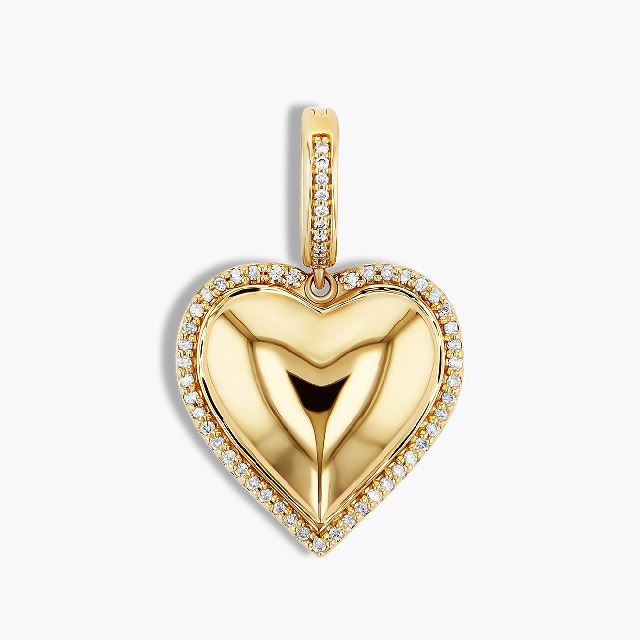 Paramount Gems 0.17 Carat Diamond Edge Puffed Heart Pendant in 14K Yellow Gold