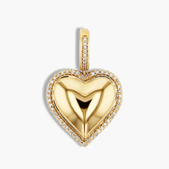 Paramount Gems 0.17 Carat Diamond Edge Puffed Heart Pendant in 14K Yellow Gold