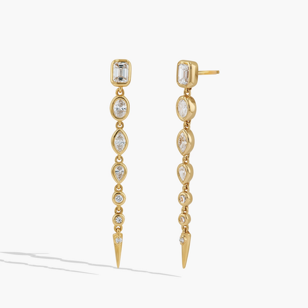 Paramount Gems 1.12 Carat Multi-Shape Diamond Earrings in 14K Yellow Gold