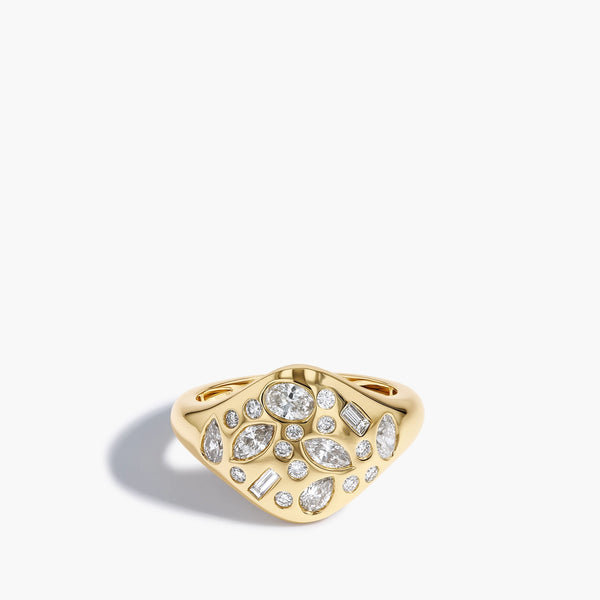 Paramount Gems 1.13 Carat Multi-Shape Diamond Signet Ring in 14K Yellow Gold