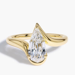 Paramount Gems 1.70 Carat Pear Diamond Ring in 18K Yellow Gold, close up view