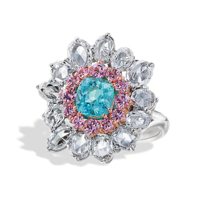 Robert Pelliccia Paraiba Tourmaline Ring With Pink Sapphire and Diamonds - Robert Pelliccia product