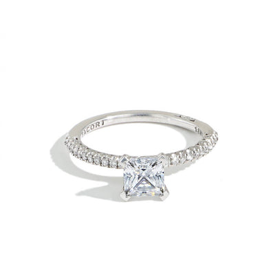 Tacori Petite Crescent Princess Solitaire Pave Engagement Ring Setting - Tacori product