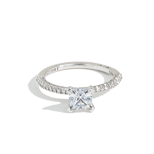 Tacori Petite Crescent Princess Solitaire Pave Engagement Ring Setting