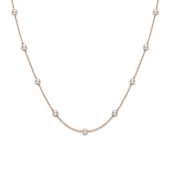 Akoya Pearl Station Necklace - Rose Gold