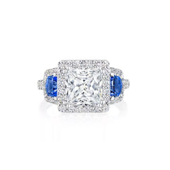 Tacori RoyalT Round Triple Bloom with Sapphire Side Stones