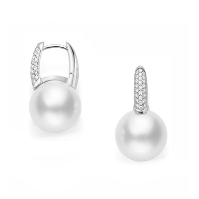 Mikimoto White South Sea Pearl & Diamond Drop Earrings - Mikimoto product