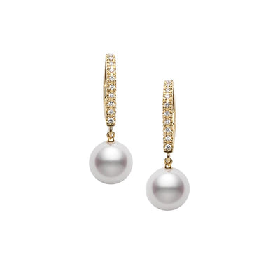 Mikimoto Akoya Pearl and Diamond Yellow Gold Drop Earrings - Mikimoto product