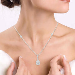 1 Carat Pear Illusion Diamond Necklace in 14k White Gold