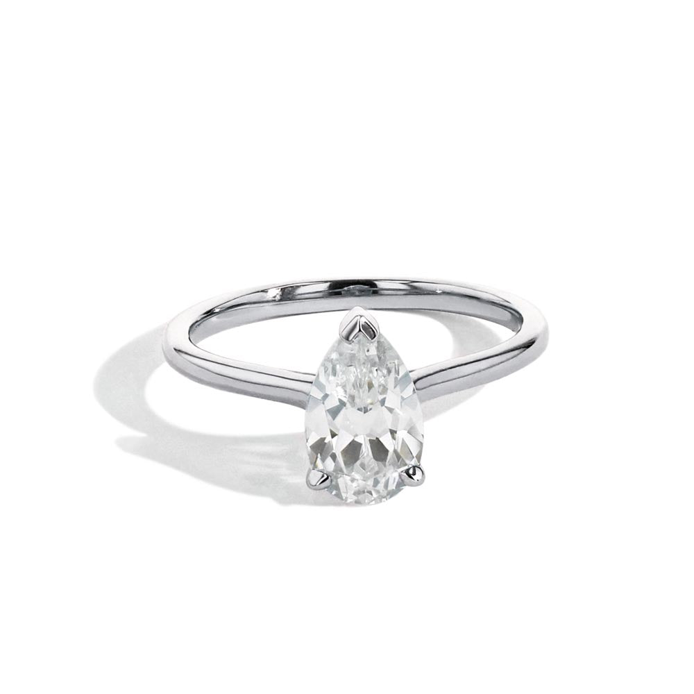 The Pear Solitaire Engagement Ring in White Gold