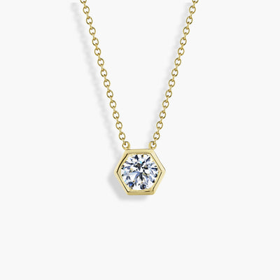 Hexagon Bezel Diamond Solitaire Necklace - Private Label product