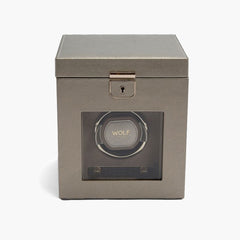 WOLF Palermo Single Winder Jewelry Box in Pewter
