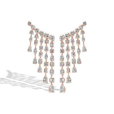 Private Label Cascade Multi-Shape Diamond Drop Earrings in 18K Rose Gold - Private Label product