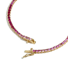 Private Label Pink Sapphire Ombre Tennis Necklace