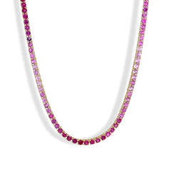 Private Label Pink Sapphire Ombre Tennis Necklace
