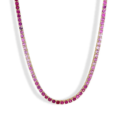 Private Label Pink Sapphire Ombre Tennis Necklace - Private Label product