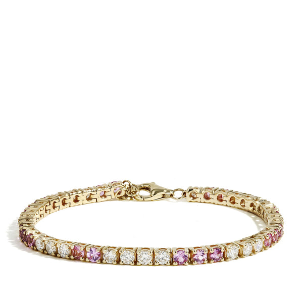 Pink Sapphire and Diamond Tennis Bracelet
