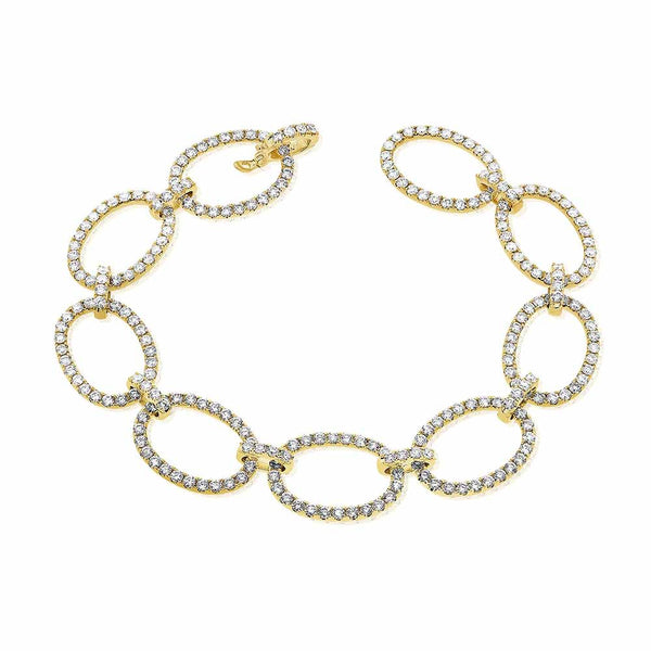 Diamond Oval Link Gold Bracelet