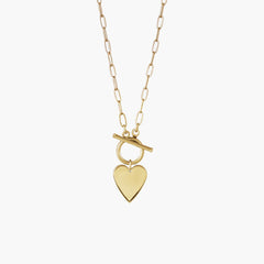 Private Label Engravable Heart Toggle Necklace in Yellow Gold