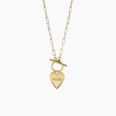 Private Label Engravable Heart Toggle Necklace in Yellow Gold - Private Label product