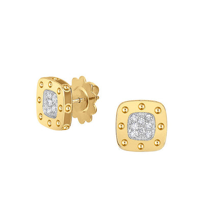 Roberto Coin Pois Moi 18kt Yellow Gold Square Diamond Stud Earrings - Roberto Coin product