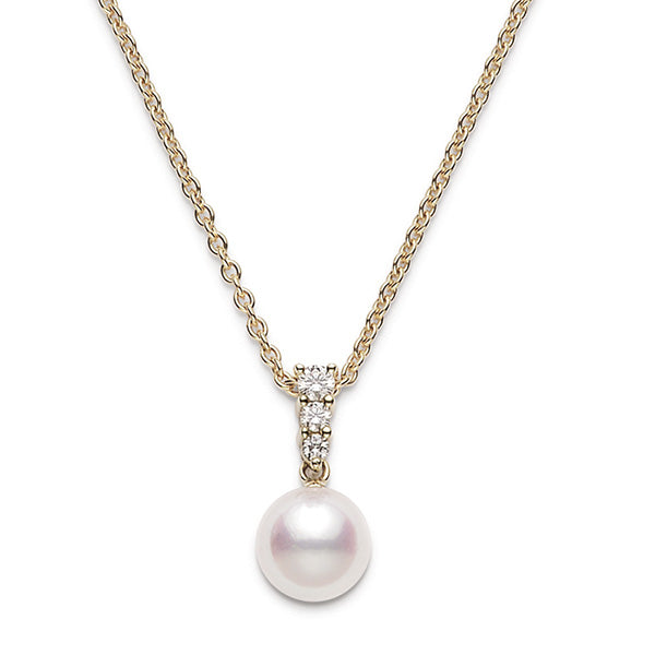 Mikimoto Morning Dew Akoya Pearl and Diamond 18K Gold Pendant 8mm