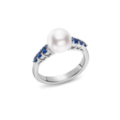 Mikimoto Pearl and Sapphire Ring