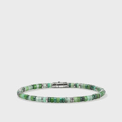 John Hardy Heishi Emerald Silver Beaded Bracelet