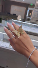 Diamond Butterfly Ring with Articulated Wings