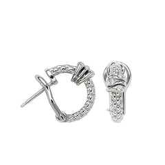 Fope Prima White Gold Dew Drop Diamond Station J-Hoop Earrings