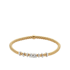 Fope Prima Yellow Gold Dew Drop Floating Diamond Rondel Station Bracelet