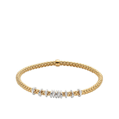 Fope Prima Yellow Gold Dew Drop Floating Diamond Rondel Station Bracelet - Fope product