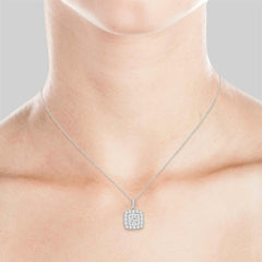 1.50 Carat Princess Cut Illusion Diamond Necklace in 14k White Gold