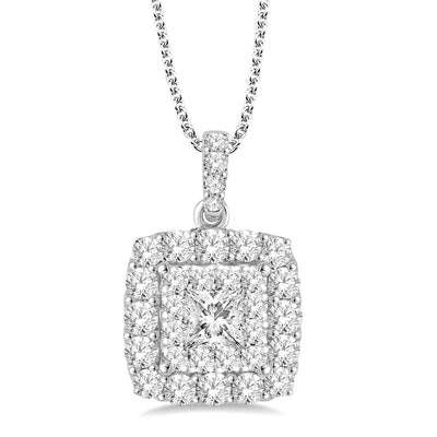 1.50 Carat Princess Cut Illusion Diamond Necklace in 14k White Gold - LOVEBRIGHT product