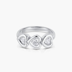Carbon and Hyde Puffy Tripple Heart Shape Bezel Ring