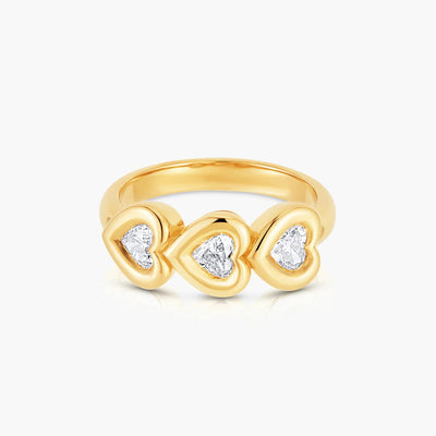 Carbon and Hyde Puffy Tripple Heart Shape Bezel Ring - Carbon & Hyde product