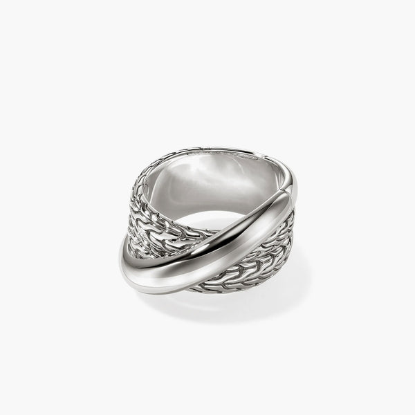 John Hardy Essentials Large Crossover Silver Ring