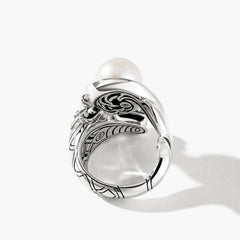 John Hardy Legends Naga Diamond Pave and Pearl Dragon Ring