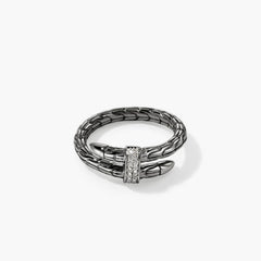 John Hardy Spear Black Rhodium Diamond Wrap Ring