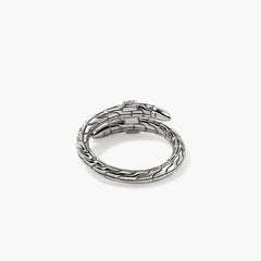 John Hardy Spear Silver Pave Diamond Single Coil Ring