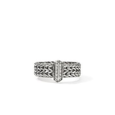 John Hardy Icon Link Diamond Pave Silver 6mm Bar Ring - John Hardy product